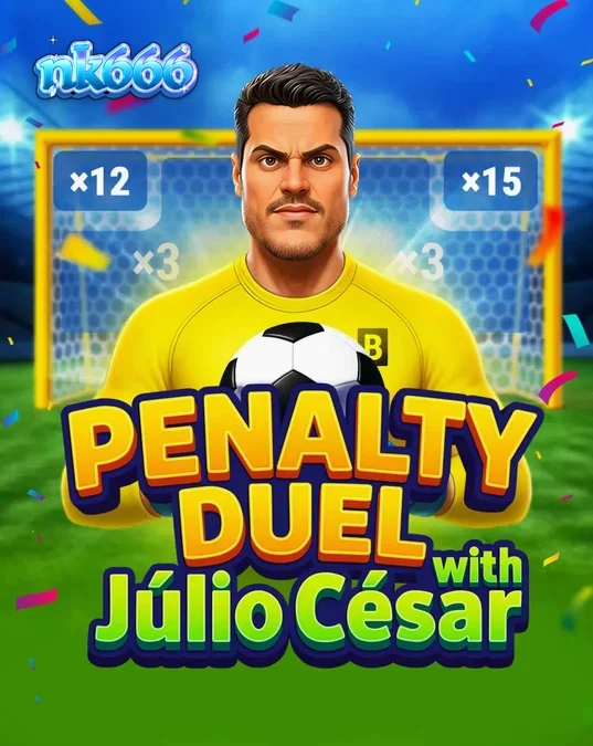 Pemain bersiap melakukan tendangan penalti melawan Júlio César di permainan slot Penalty Duel